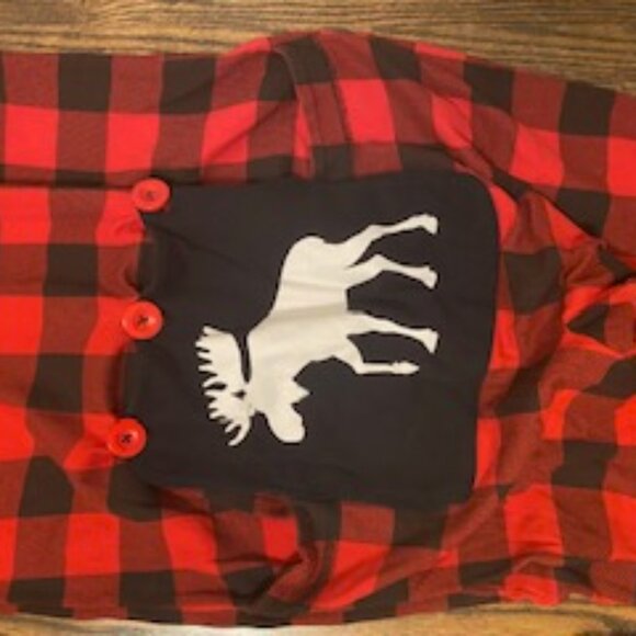 Clearout-LIke New Little Blue House by Hatley Union Suit Moose on Plaid sz S - Picture 6 of 11